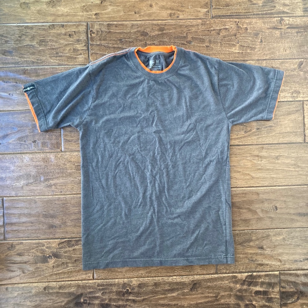 Taco Bell Employee Uniform T-Shirt Medium Gray Orange Trim - Picture 2 of 7
